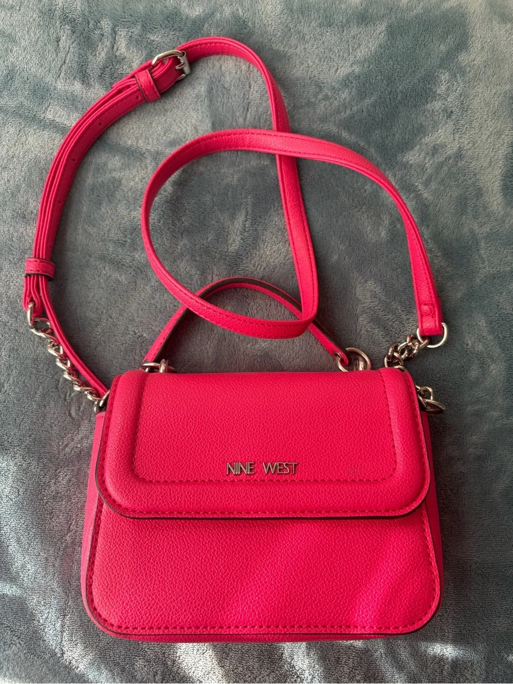 Nine West Hot Pink Crossbody Bag with silver Hardware
